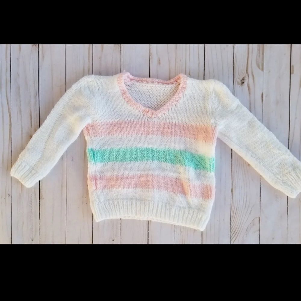 Vintage knit striped v neck sweater